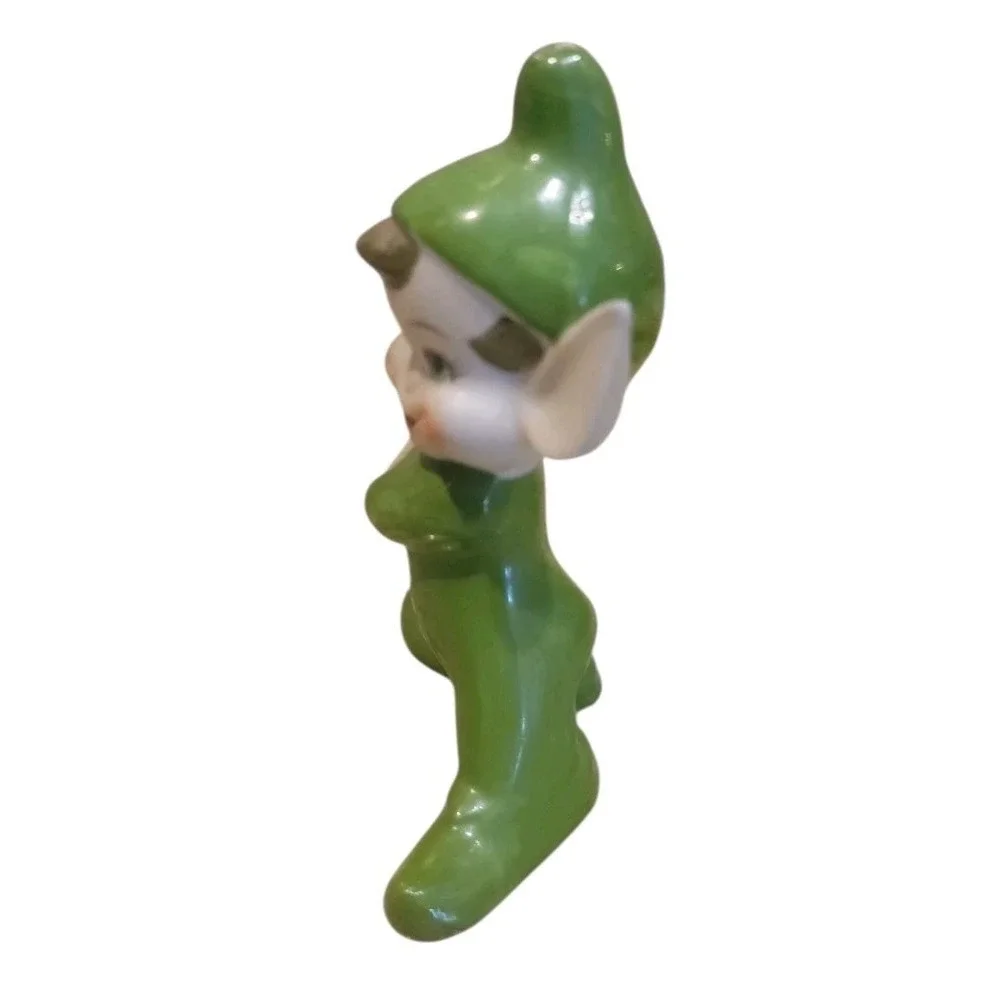 Vintage 1950s Japan Ceramic Pixie Elf Batter Green With Baseball Bat